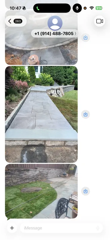 Stone pathway and landscaping installation project.
